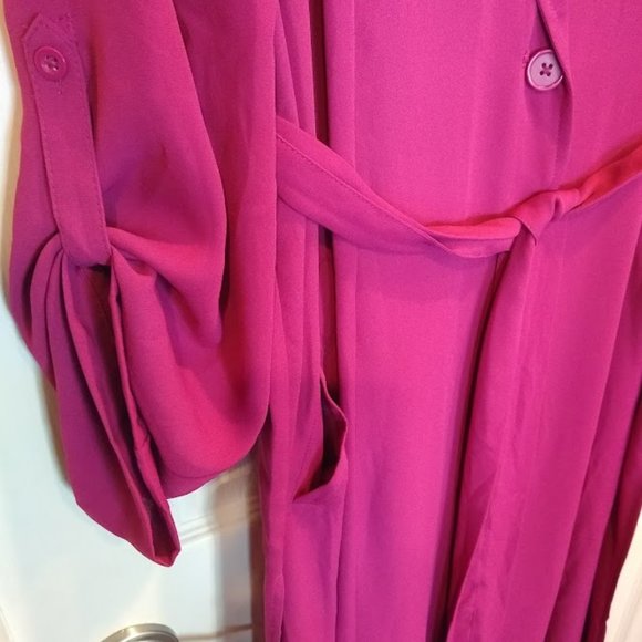 NWT Torrid Magenta Chiffon Trench Coat 1X 14-16 Plus - Picture 8 of 11